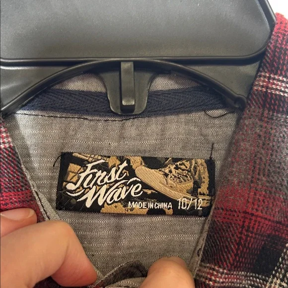 First Wave Dillards Charcoal Flannel Button Up Boys Size 10/12 NWT - Picture 15 of 15